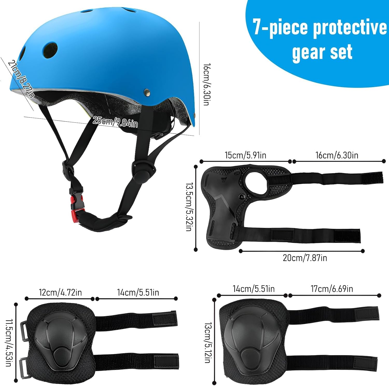 Casco de protección infantil con casco ajustable, rodilleras y coderas y muñequeras para patinaje, bicicleta, patinaje, scooter y otros deportes al aire libre